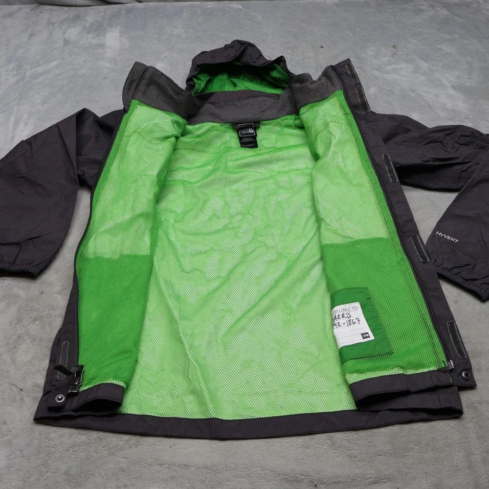 North Face Jacket Boys Large 14/16 Grey Ripstop Waterproof Light Pack Rain Wind